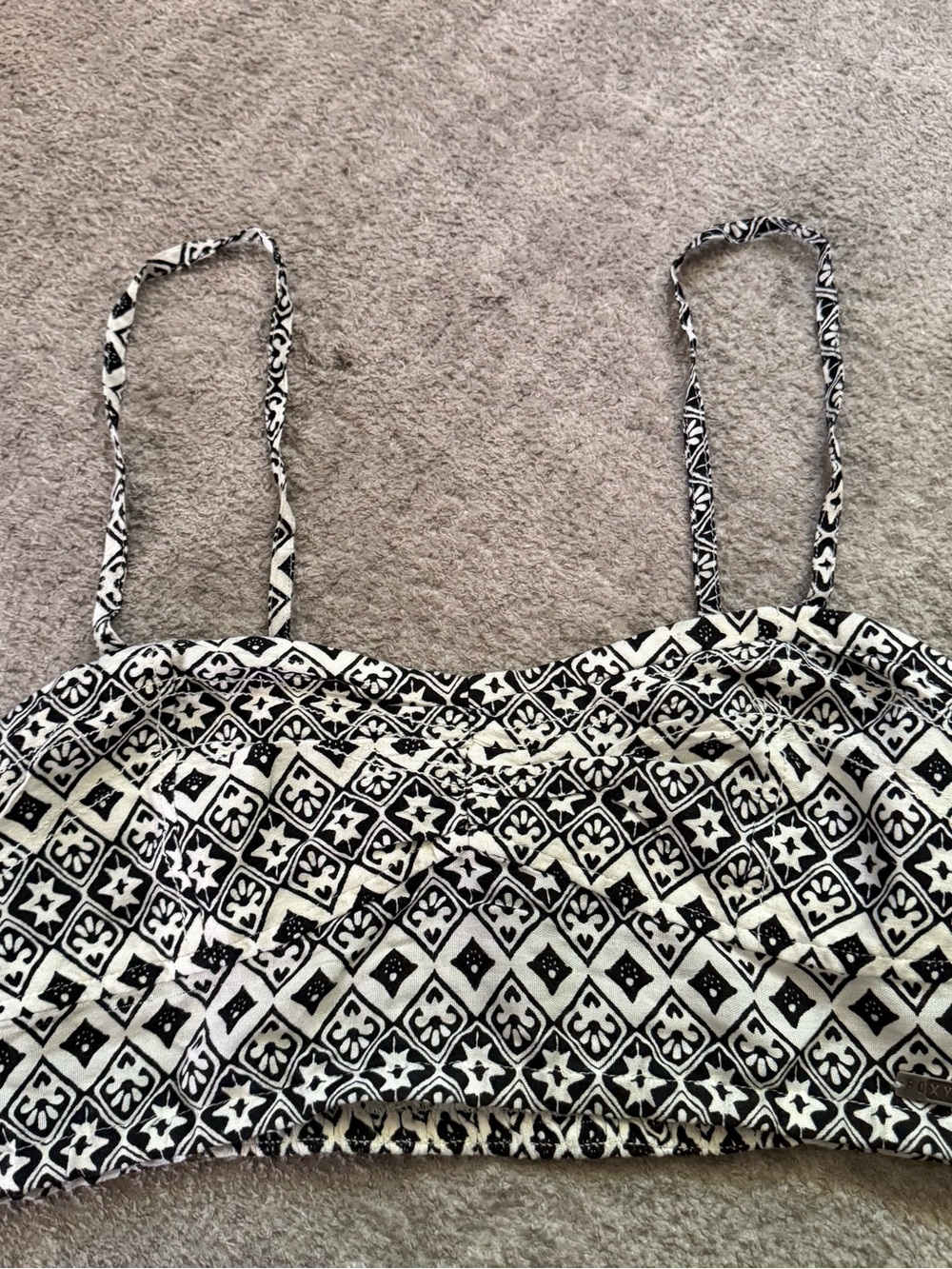 Roxy Black and White Geometric Print Top